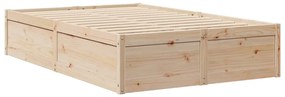 Cama com colchão 140x190 cm madeira de pinho maciça
