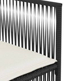 7 pcs conjunto de jantar p/ jardim c/ almofadões vime PE preto