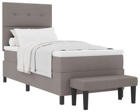 Cama Box Spring com Colchão e Banco Cinza 80x200 cm Tecido