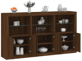 vidaXL Aparador com luzes LED 181,5x37x100 cm carvalho castanho