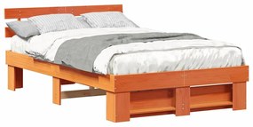 Estrutura da Cama com cabeceira Castanho-mel 140 x 190 cm