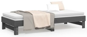 Sofá-cama de puxar 2x(100x200) cm pinho maciço cinza