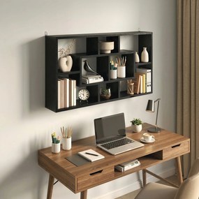 Estante de Parede Decorativa para Livros CDs com 8 Cubos 85x14,5x47,5 cm Preto