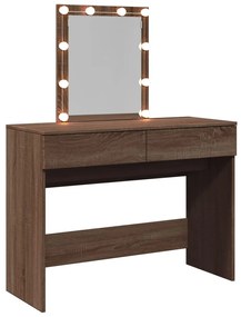 Toucador com LEDs 100x40x130 cm cor carvalho castanho