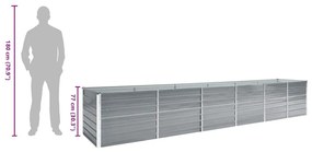 Canteiro elevado de jardim 480x80x77cm aço galvanizado cinzento