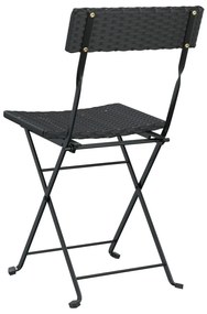 Cadeiras de bistrô dobráveis 2 pcs vime PE e aço preto