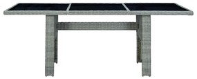 7 pcs conj. jantar exterior + almofadões vime PE cinzento-claro