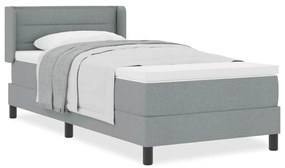 Cama Box com Colchão - Cinza Claro, 90 x 190 cm, Tecido