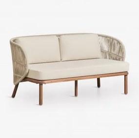 Sofá De Jardim De 2 Lugares Em Madeira De Acácia E Corda Trançada Capri Beige Creme - Sklum