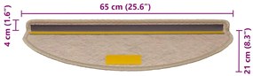 Tapetes escada adesivos aspeto sisal 30pcs 65x21x4cm cor areia