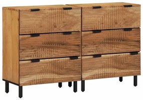 vidaXL Armários 2 pcs Castanho 60x33x75 cm Madeira Maciça de Acácia