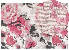 Tapete de algodão com motivo floral rosa 200 x 300 cm EJAZ Beliani