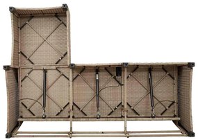 3 pcs conjunto sofás de jardim com almofadões em L vime PE bege