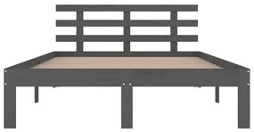 Estrutura de cama king 150x200 cm madeira maciça cinza