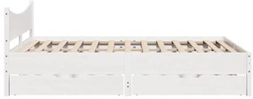 Estrutura de cama com gavetas 120x190 cm pinho maciço branco