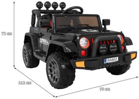 Jipe elétrico para Crianças 12V 4x4 Full Time off-road 4WD Rodas EVA, Assento Couro Preto