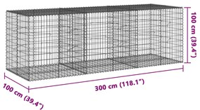 Cesto gabião com cobertura 300x100x100 cm ferro galvanizado