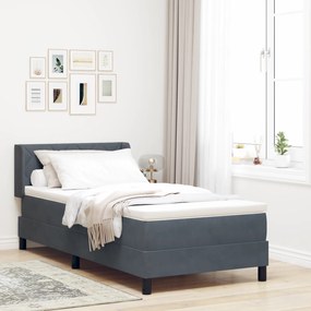 Cama Box Spring com Colchão VidaXL Cinza Escuro 90x200 cm Veludo