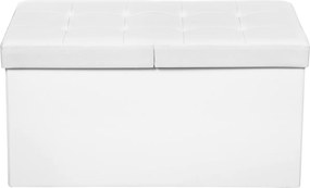 Banco arrumação com tampa articulada 76 x 38 x 38 cm Branco