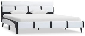 Estrutura de cama com LED 160x200 cm couro artificial branco