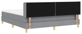 Cama Box Spring com Colchão Cinza Claro, 180 x 200 cm, Tecido