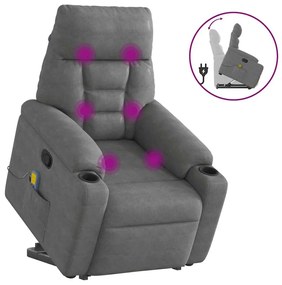 vidaXL Poltrona massagens reclin. elevatória microfibra cinza-escuro
