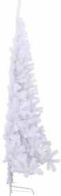Meia árvore de Natal artificial com suporte 210 cm PVC branco