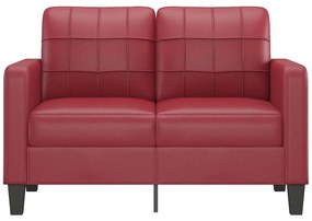 Sofá de 2 lugares 120 cm couro artificial vermelho tinto