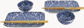 Conjunto de loiça para sushi em porcelana Aizome, 2 pessoas, conjunto de 6