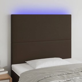 vidaXL Cabeceira cama c/ LED 90x5x118/128cm couro artificial castanho