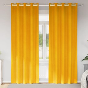 Cortinas Blackout vidaXL com Ilhós 2 pcs Amarelo Mostarda Veludo