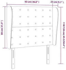 Cabeceira cama c/ abas tecido 93x23x118/128 cm cinzento-escuro