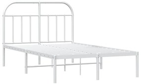 Estrutura de cama com cabeceira 135x190 cm metal branco