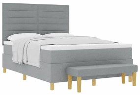 Cama Box com Colchão &amp; Banco Cinza Claro 140x200 cm Tecido