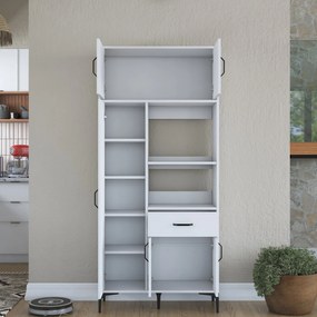 Armário Alto de Cozinha "Stella" - 90 x 198,6 x 40 cm - Branco - Desig