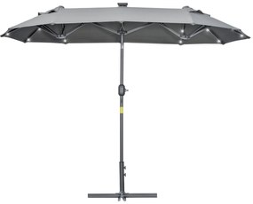Chapéu de Sol Duplo 295x150x219 cm Chapéu de Sol de Jardim com Luzes L