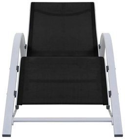 Espreguiçadeiras com mesa 2 pcs alumínio preto