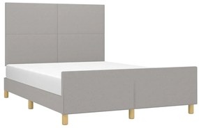 Estrutura de cama sem colchão 140x200 cm tecido cinzento-claro