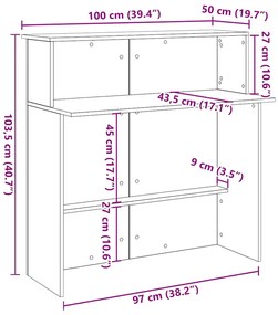 Balcão de recepção 100x50x103,5 cm deriv. madeira cinza cimento
