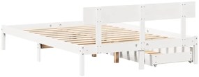 Cama sem colchão 120x190 cm madeira de pinho maciça branco