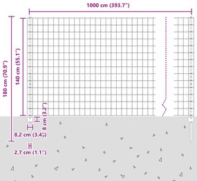 Cerca Euro com 10 Postes Cinza 1.4x10 m Aço