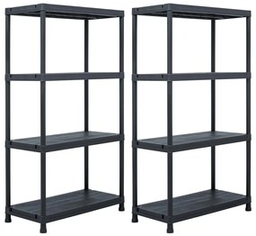 276251 vidaXL Estantes de arrumação 2 pcs preto 60x30x138 cm plástico