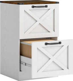 HOMCOM Móvel para Escritório com 2 Gavetas com Trilho Suspenso para A4 e Carta 40x40x71 cm Branco | Aosom Portugal
