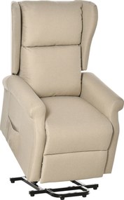 HOMCOM Poltrona relax, apoio de elevação, função deitado, até 200kg, 72,5x94x109cm, Creme | Aosom Portugal