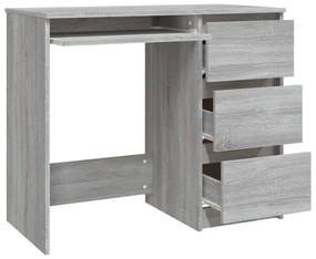 Secretária Alcis com 3 Gavetas - Cinzento - Design Moderno