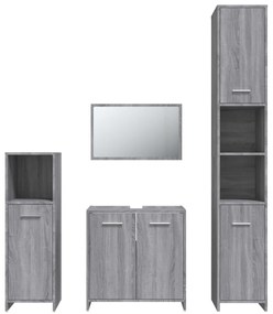 4 pcs Conjunto móveis casa de banho madeira proc. cinza sonoma