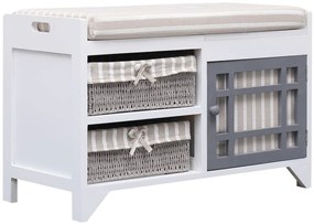 Banco de corredor 70x33,5x45 cm madeira de paulownia branco