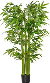 Bambu Artificial XL 1,60 m de altura, 975 folhas densas e realistas, com vaso incluído, preto e verde