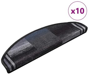 Tapetes de escadas adesivos 10 pcs 65x21x4 cm preto e cinzento