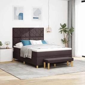 vidaXL Cama Box Spring com Colchão & Banco Castanho Escuro 140x200 cm Tecido
